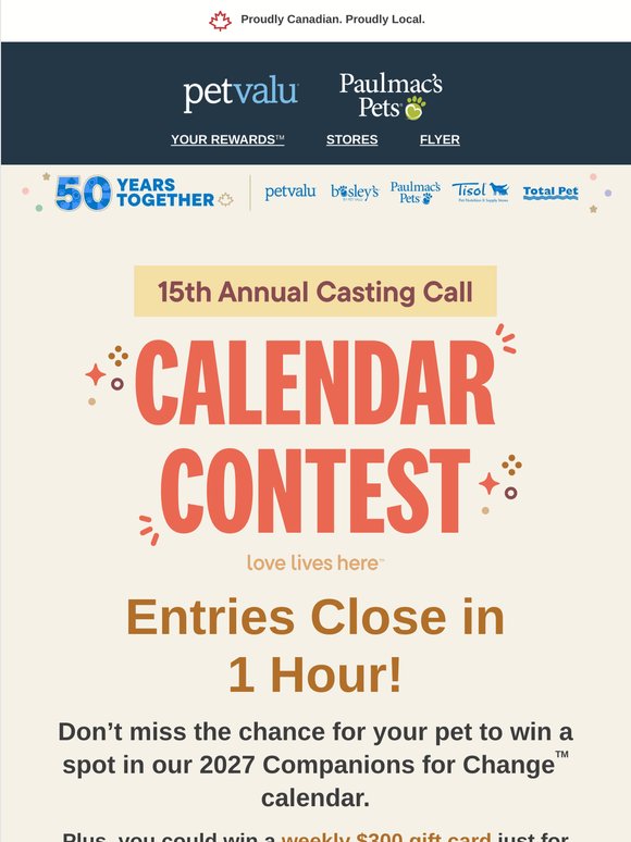 ⏰Last Call! Calendar Contest Entries Close at 12PM (ET)
