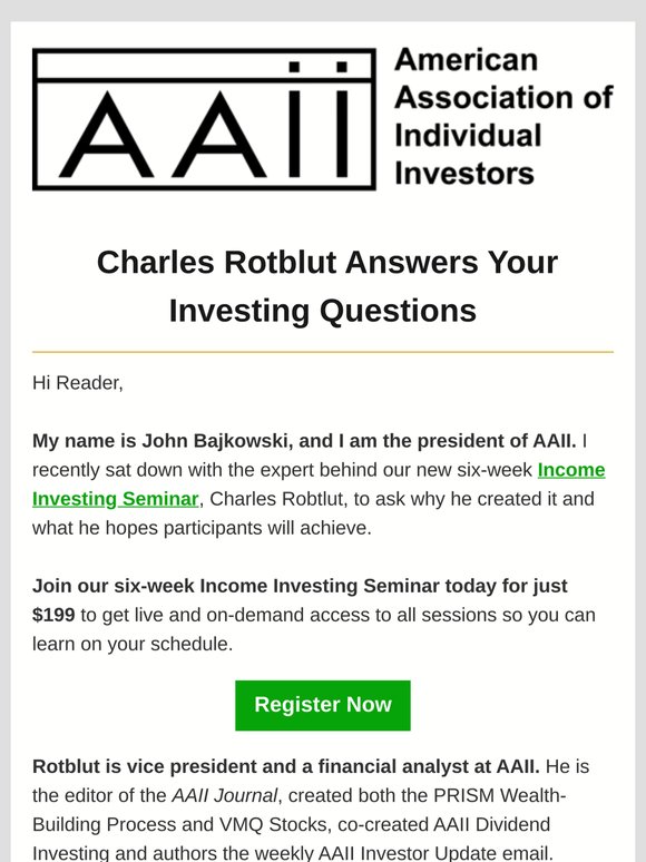 Charles Rotblut Answers Your Investing Questions