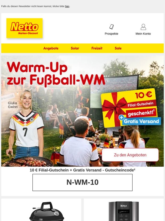 10 € Filial-Gutschein geschenkt + Gratis Versand! 🔥