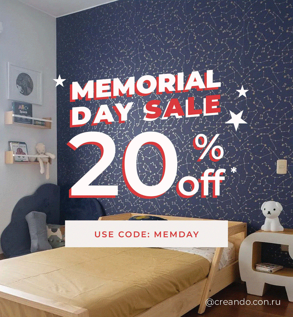 Gif image of Tempaper wallpapers with text overlay "Memorial Day Sale 20% off Use Code MEMDAY"