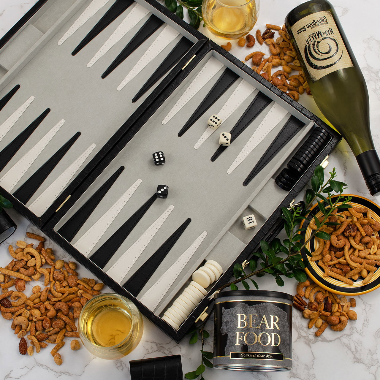 Image of Game Night Backgammon & White Wine Gift Set