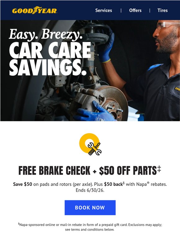 Stop in for $50 off brakes