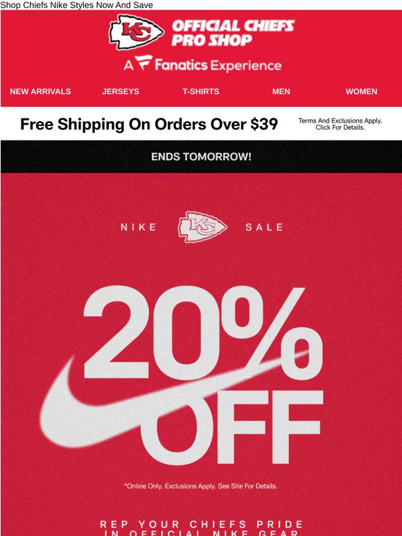 Ends Tomorrow | 20% Off Nike Gear