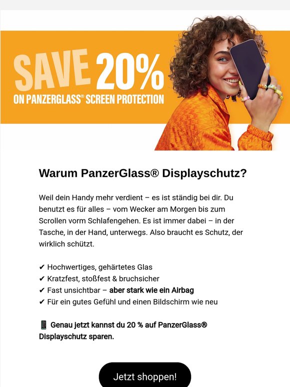 Hast du an Displayschutz gedacht? Heute 20 % sparen 📱