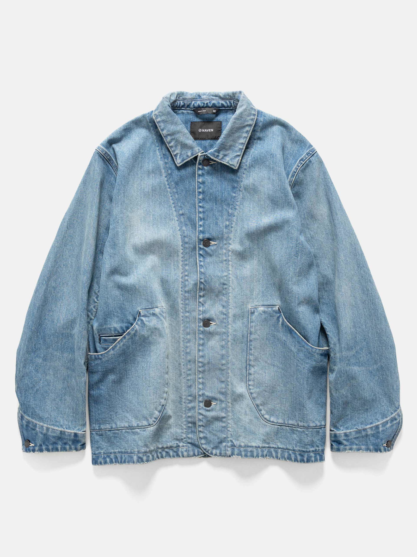 Image of Graft Coat - Suvin Cotton Denim Light Wash Indigo