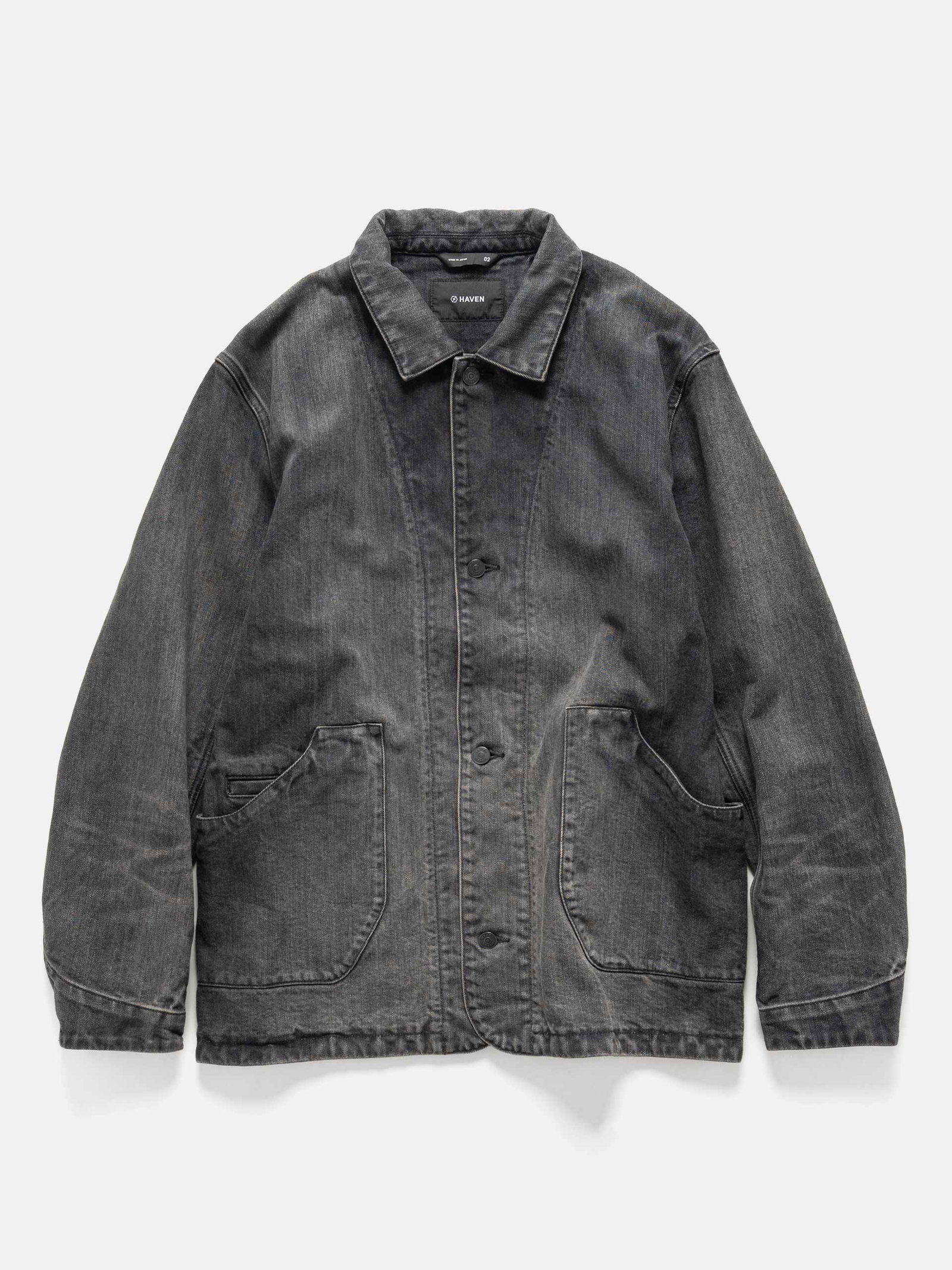 Image of Graft Coat - Suvin Cotton Denim Light Wash Black