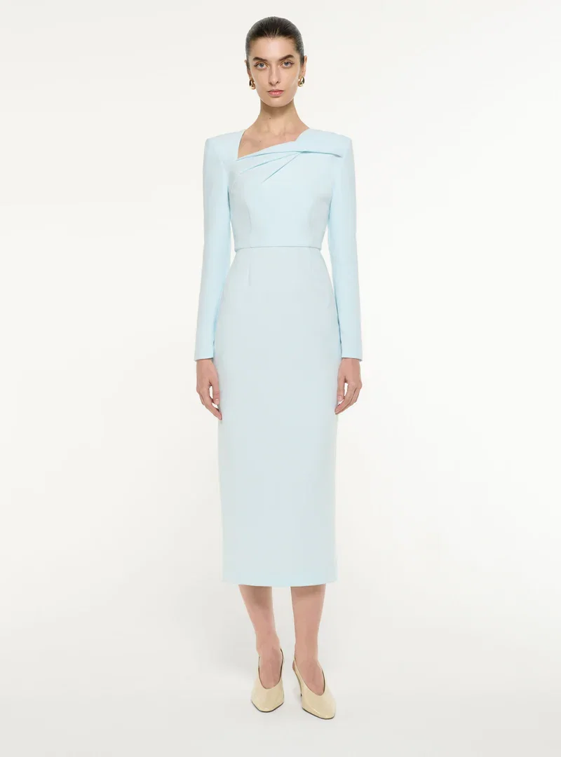 TRI-FOLD DRAPE MIDI DRESS