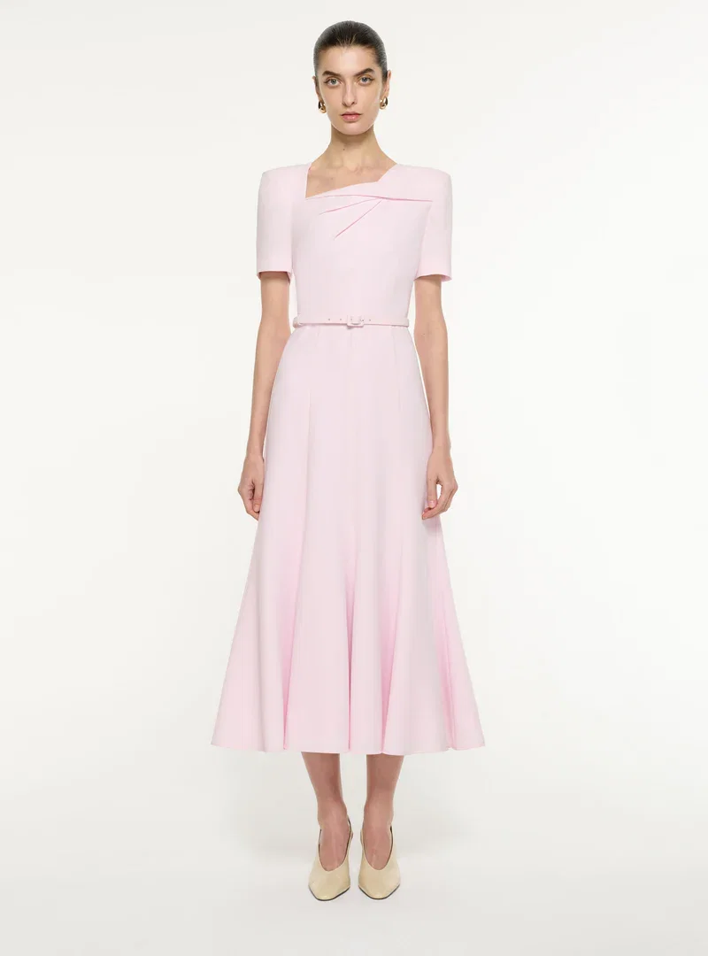 TRI-FOLD DRAPE MIDI DRESS