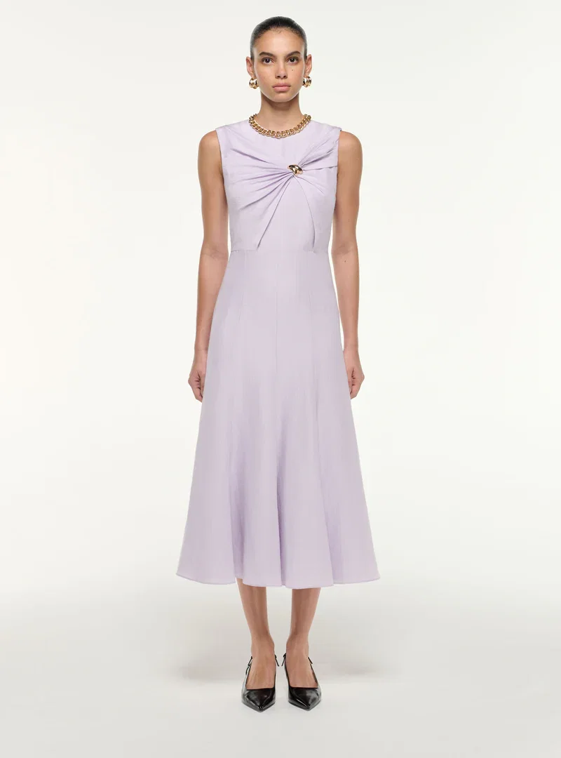 SILK JACQUARD MIDI DRESS