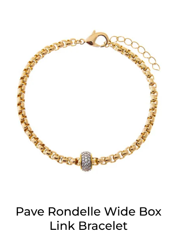 Pave Rondelle Wide Box Link Bracelet