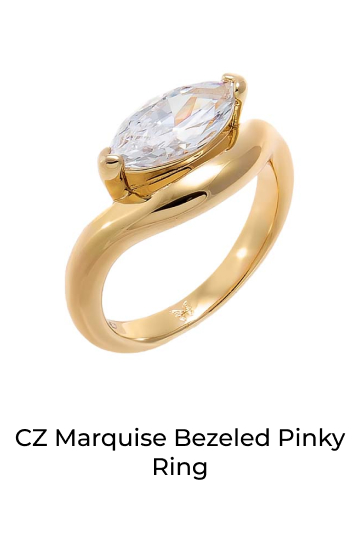 CZ Marquise Bezeled Pinky Ring