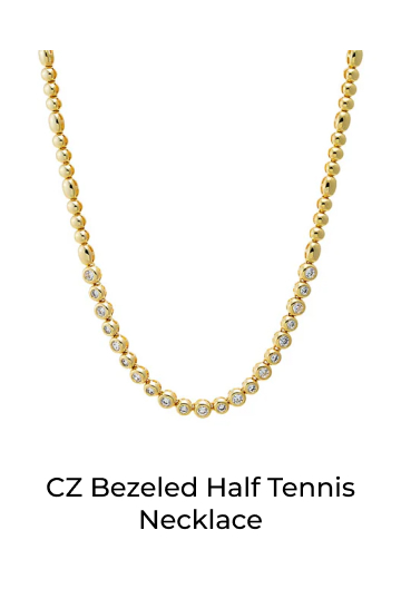 CZ Bezeled Half Tennis Necklace