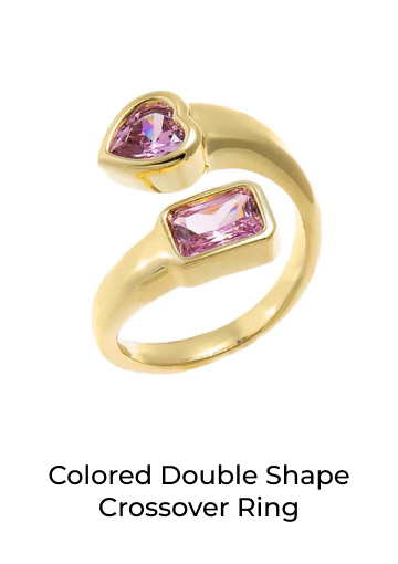 Colored Double Shape Crossover Ring
