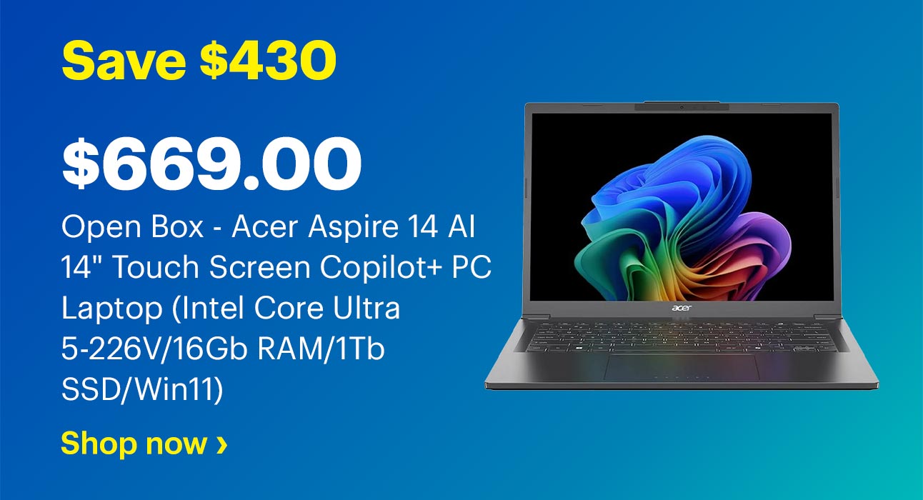 $669.00. Save $430 on the Acer Aspire 14 AI 14" Touch Screen Copilot+ PC Laptop. Shop now.