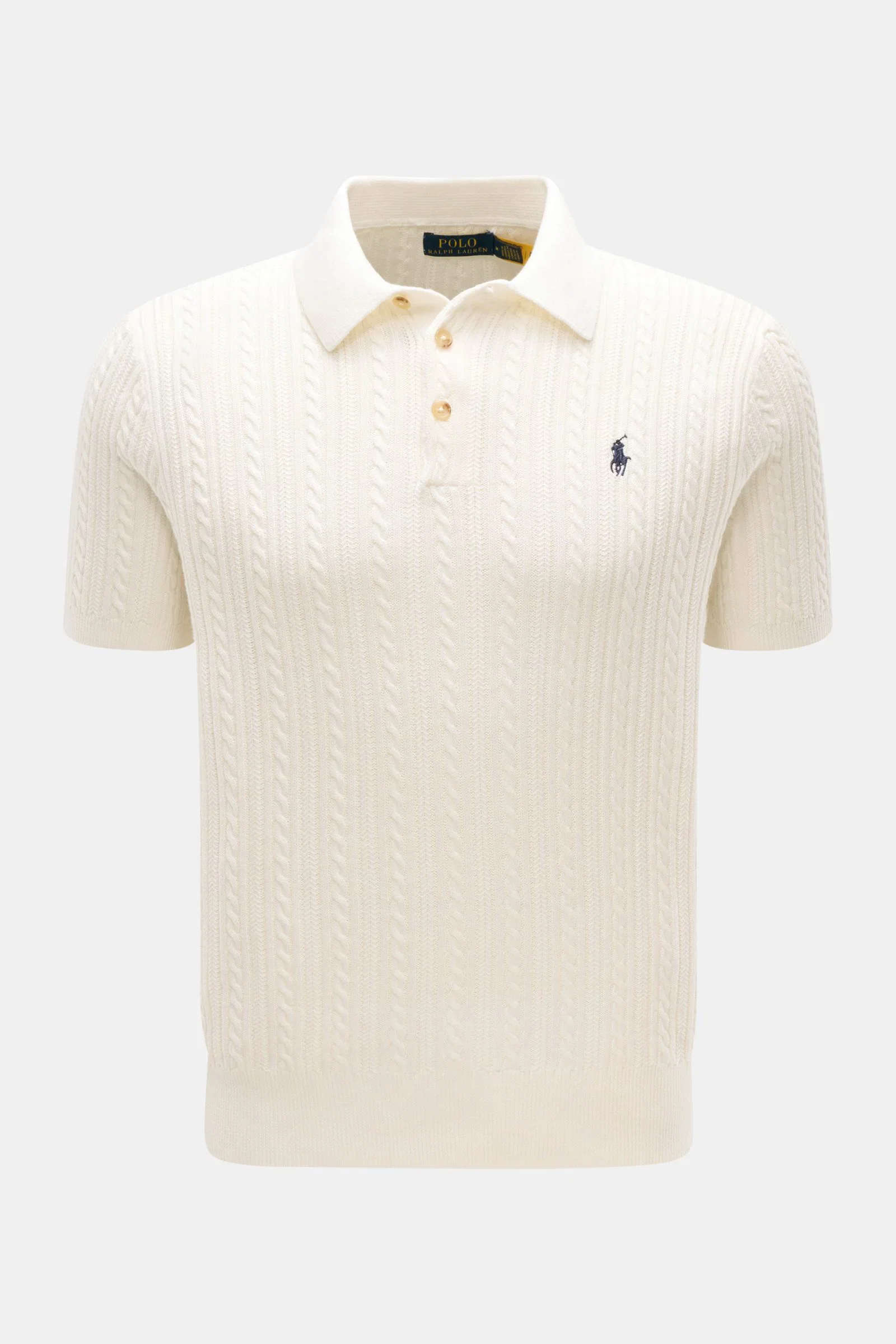Kurzarm-Strickpolo offwhite