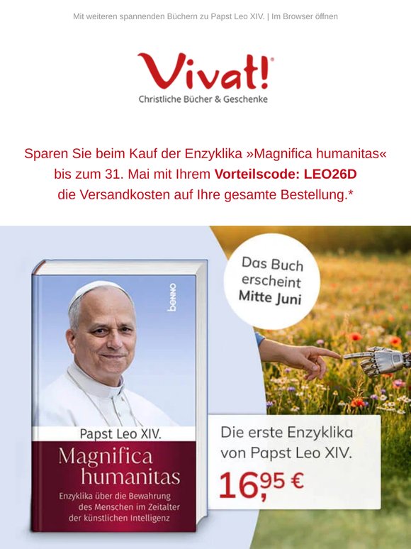 Jetzt versandkostenfrei bestellen: Die neue Papst-Enzyklika »Magnifica humanitas«
