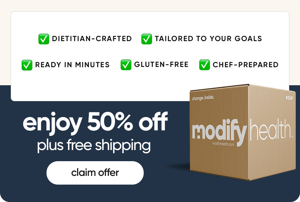 Enjoy 50% off + free shipping on fully-prepared, dietitian-crafted meals
