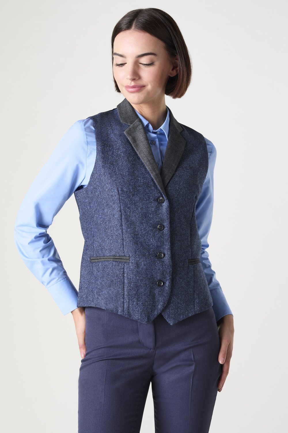 Image of SJ Women's Tweed Waistcoat, Navy