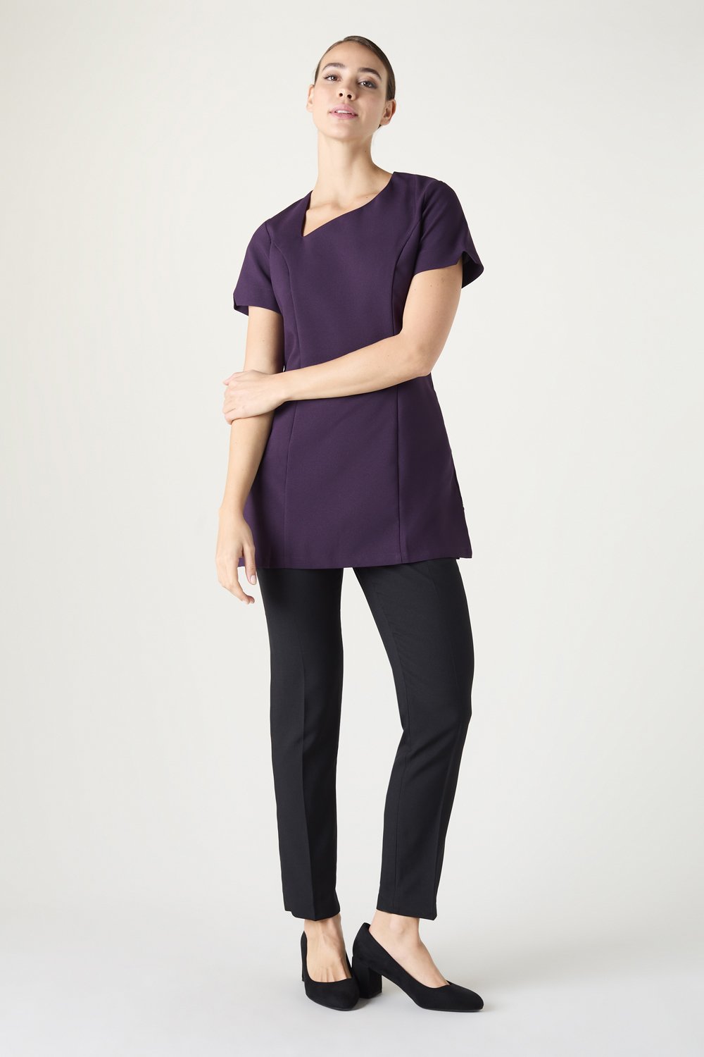 Image of SJ Women's Scooped Angle Neckline Tunic, Plum