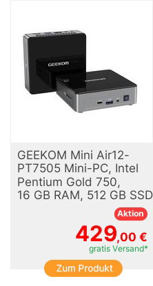 GEEKOM Mini PC Mini Air12PT7505 MiniPC Intel Pentium Gold 750 16GB RAM and 512G SSD Intel Pentium Gold Intel Pentium Gold