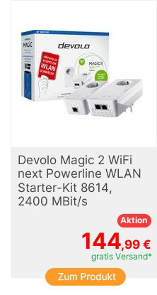 Devolo Magic 2 WiFi next Starter Kit Powerline WLAN Starter Kit 8614 DE AT Powerline WLAN 2400MBits