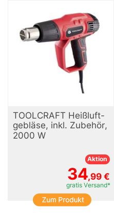 TOOLCRAFT TO10332099 Heiluftgeblse mit Zubehr 2000W