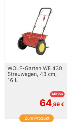 WOLFGarten 5450000A Streuwagen Streubreite Bereich 43cm max 16l