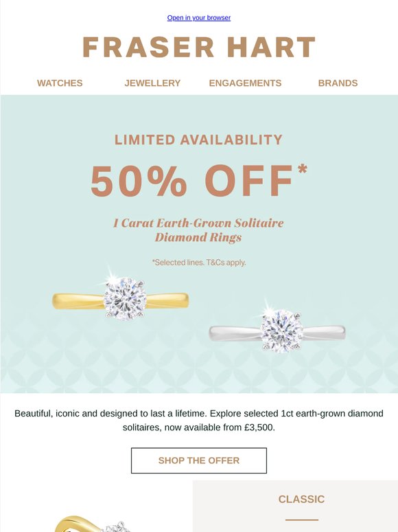 50% Off 1ct Earth-Grown Diamond Rings