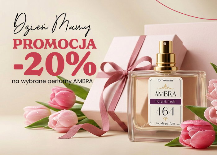 Mother's Day Ambra 464 floral & fresh eau de parfum with pink gift box and tulips, promotion -20%