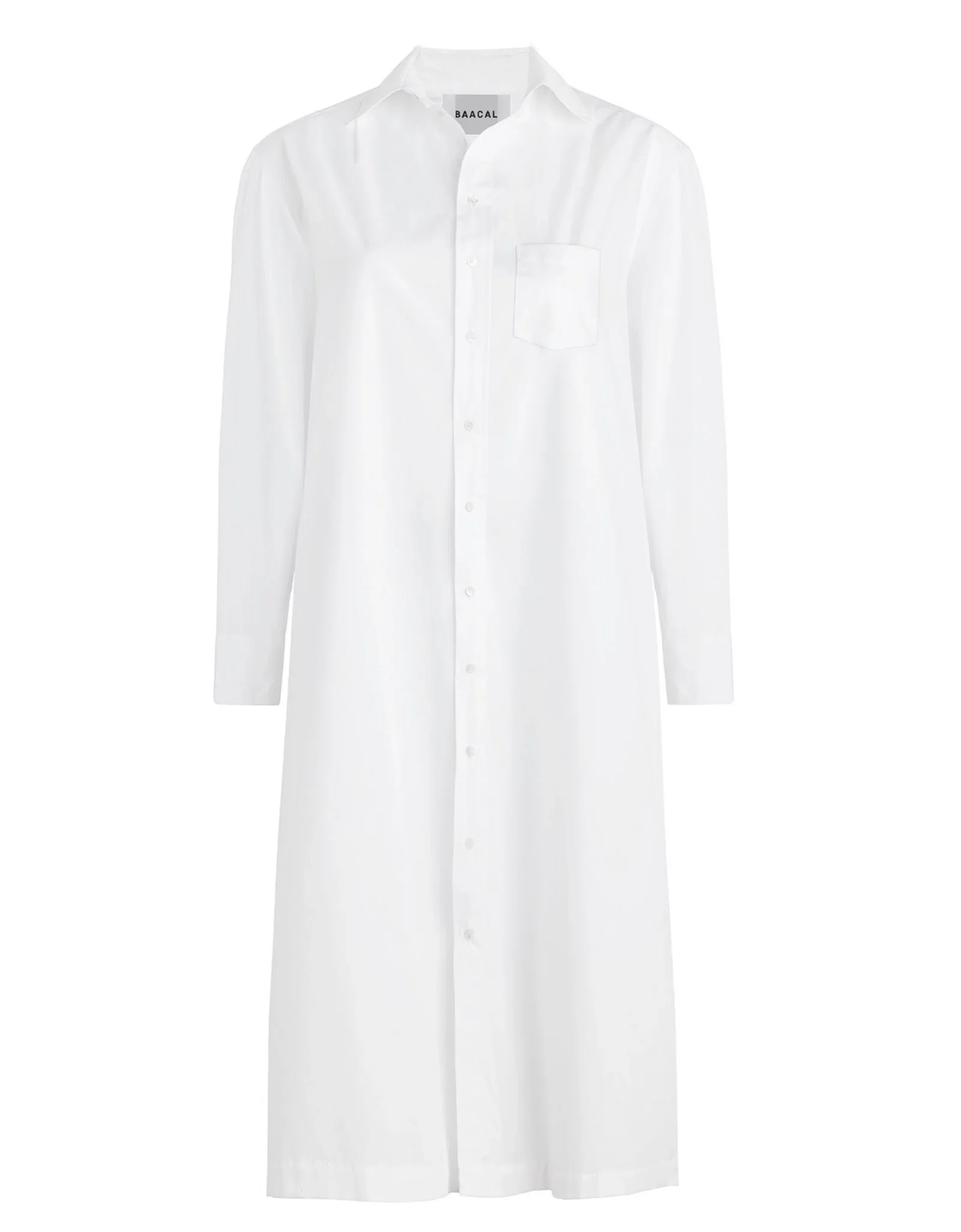 Image of Long Cotton Shirtdress in White