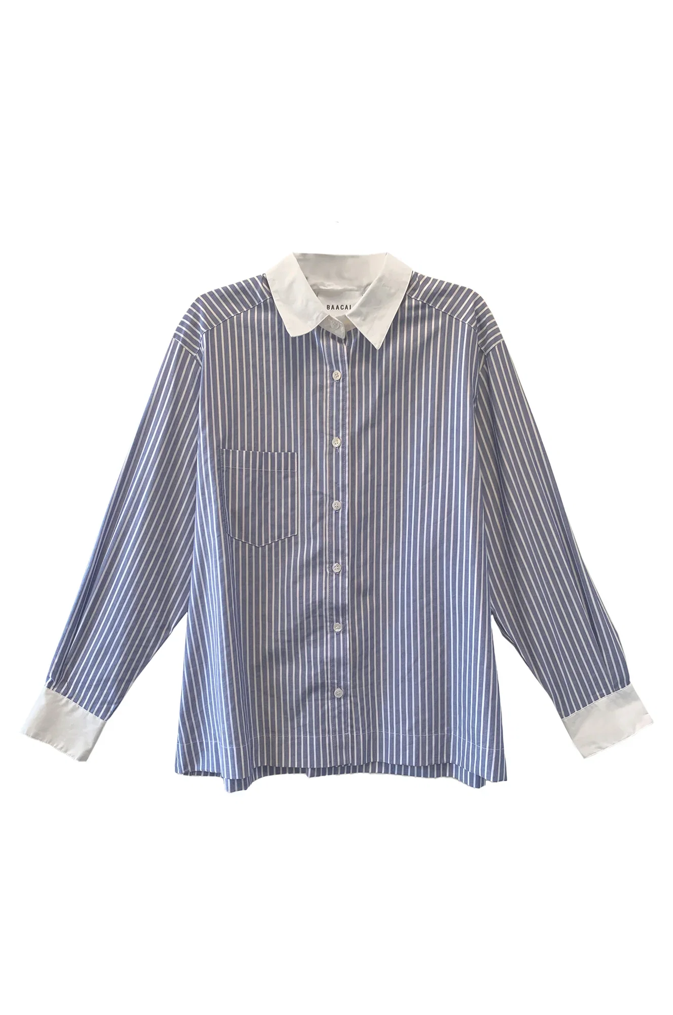 Image of Perfect Oversized Stripe Shirt- French Blue #2