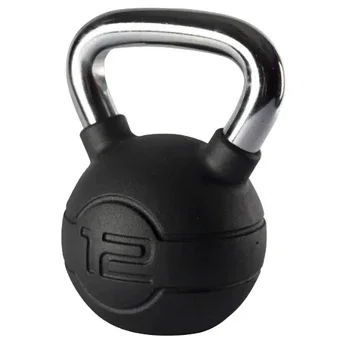 Jordan Black Rubber Covered Kettlebell with Chrome Handle (up to 24kg)