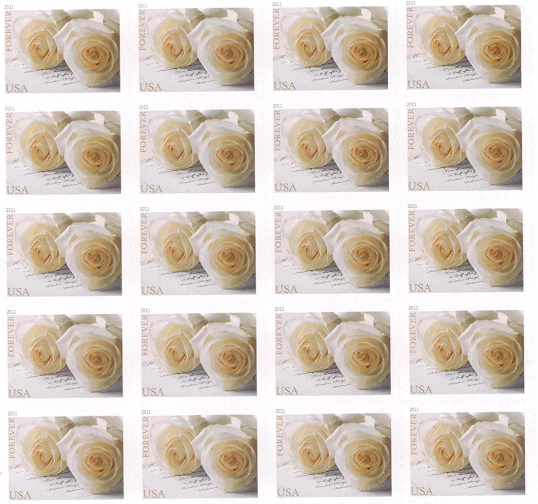 USPS Wedding Roses 2011 Forever Stamps - Book of 20 Postage Stamps