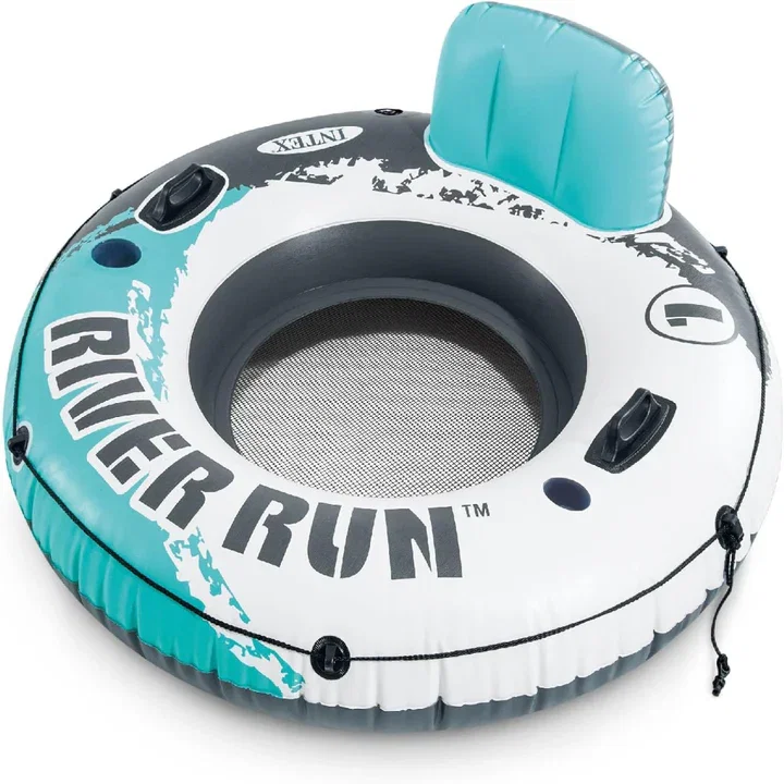 Inflatable River Float Lounge with Backrest Cup Holders and Grab Handles