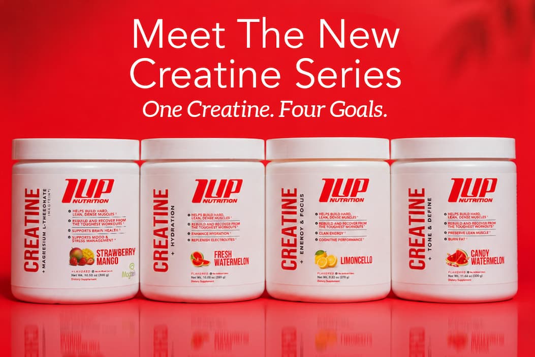 an image of three bottles of nid creatine on a orange background