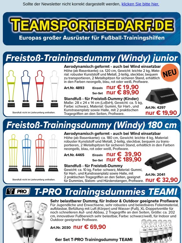 NEU! Freistoß-Trainingsdummy (Windy) junior 120 cm - nur 19,90 €