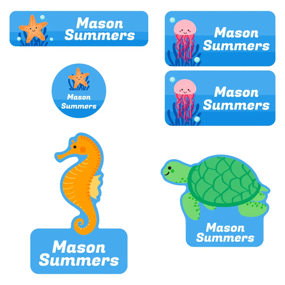 Image of Sea Animals Preschool Labels Pack