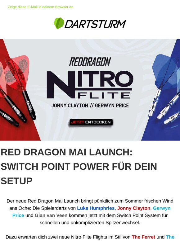 Red Dragon Launch: Switch Point Upgrade für Spielerdarts und Serien!