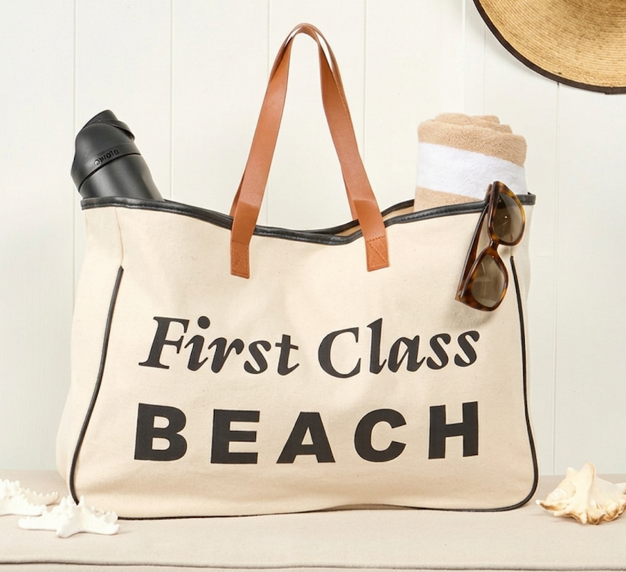 First Class Beach Tote Bag