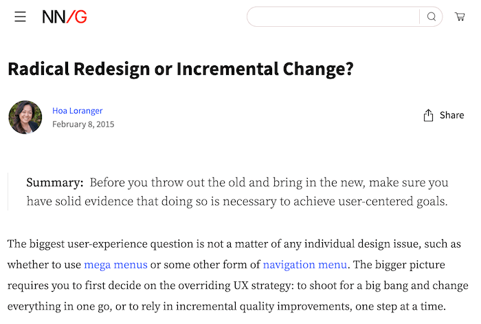 Radical Redesign Or Incremental Change?