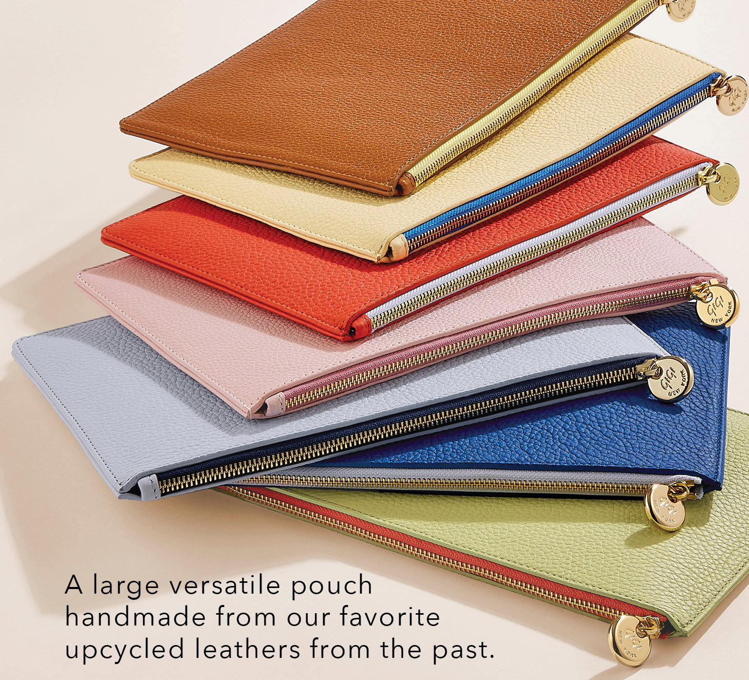 A large versatile pouch handmade from our favorite upcycled leathers from the past.