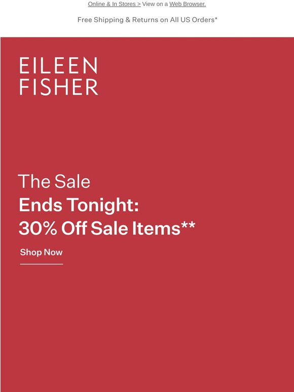 Ends Tonight: 30% Off Sale Items