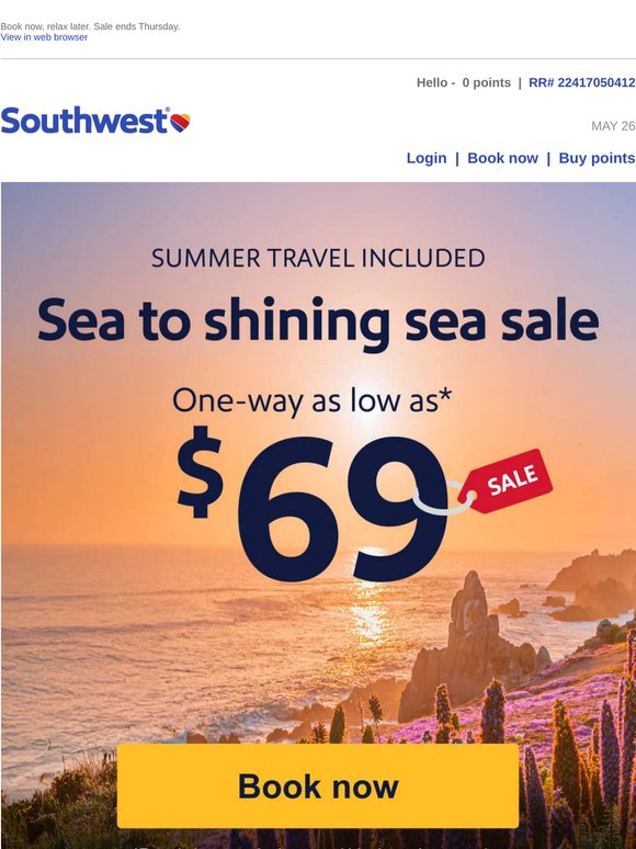 Coast into summer with $69 sale fares.