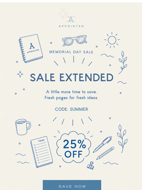Sale Extended: 25% Off Sitewide