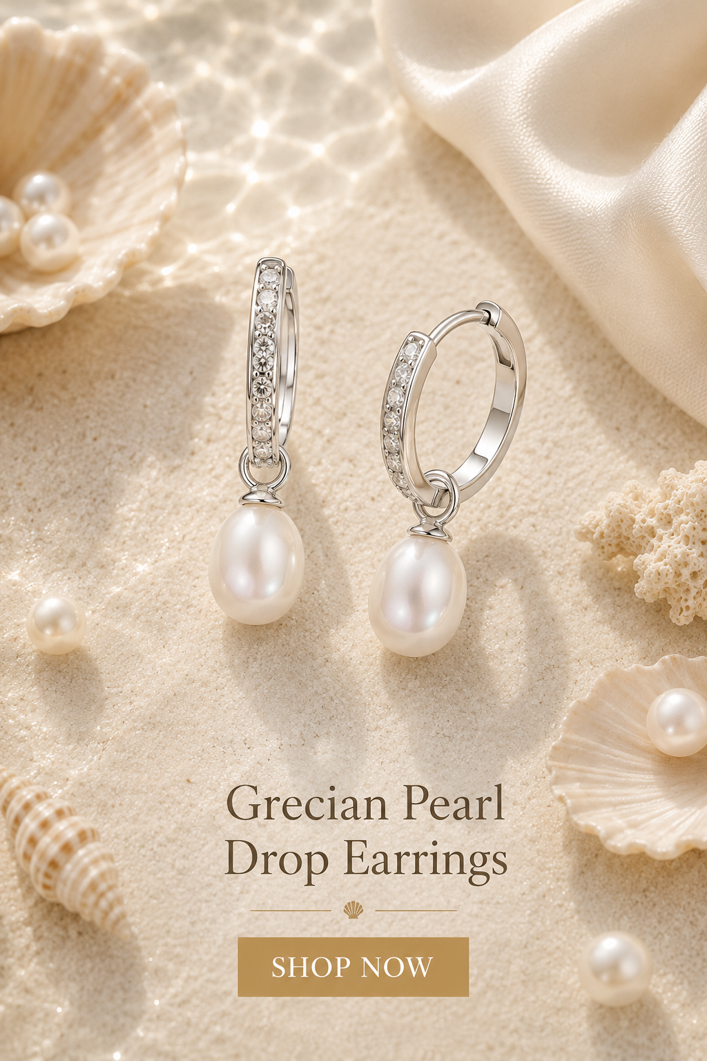 Grecian Pearl Drop Earrings