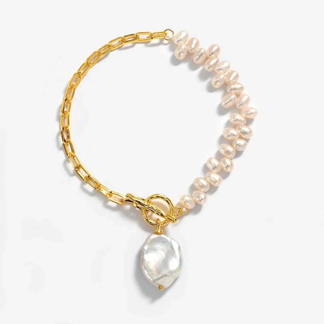 Image of Essential White Pearl Half Eternity Bracelet