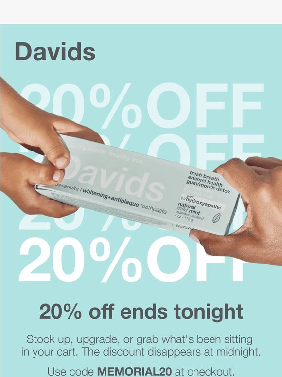 20% off ends tonight