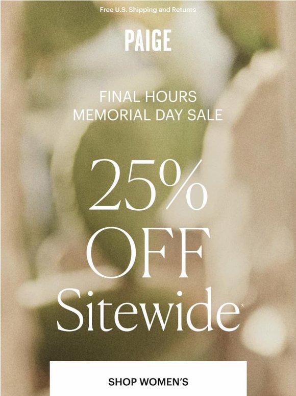 LAST CHANCE: 25% Off Sitewide