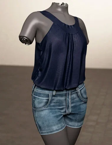 dForce Denim Shorts and Loose Top for Genesis 9
