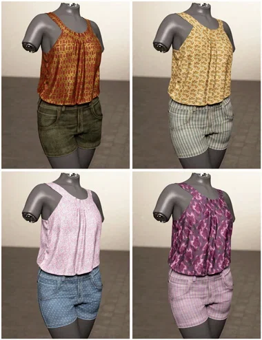 Textures Add-On for Denim Shorts and Loose Top for Genesis 9